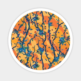 Indigo flower blues on orange sunset Magnet